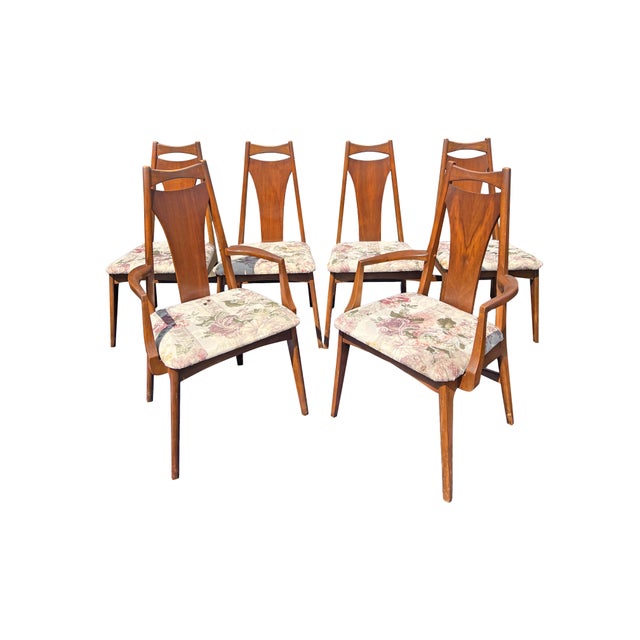 Vintage Broyhill Brasilia Style Dining Chairs Six Set Mid Century Modern Design For Sale In New York - Image 6 of 7