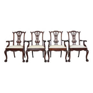 Vintage Maitland Smith Chippendale Armchairs (Set of 4) For Sale