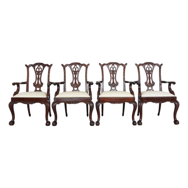 Vintage Maitland Smith Chippendale Armchairs (Set of 4) For Sale