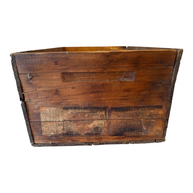 American Antique Jelke "Good Luck" Margarine Advertising Wooden Crate – Primitive Country Store Box With Original Illinois Tax Labels For Sale - Image 3 of 14