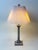 French Neoclassical Silvered Metal Column Table Lamp with Pleated Shade, 1970 For Sale - Image 4 of 15