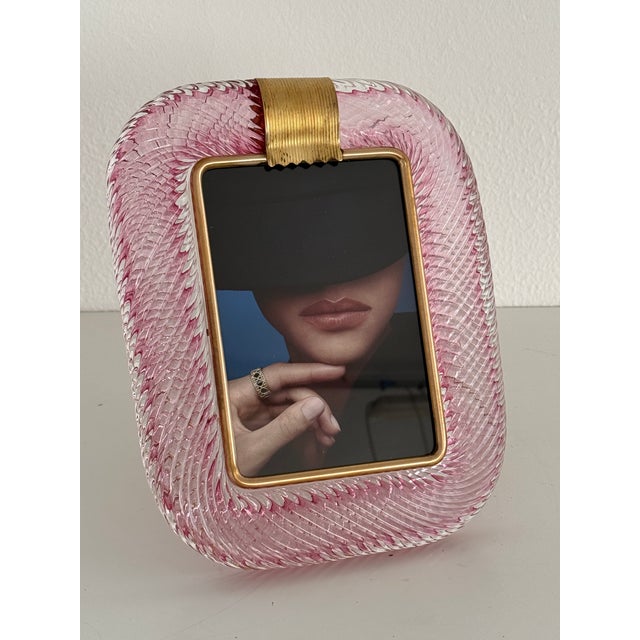 Italian Murano Twist Glass Picture Frame in Pink from Barovier & Toso, 1990s For Sale - Image 11 of 12