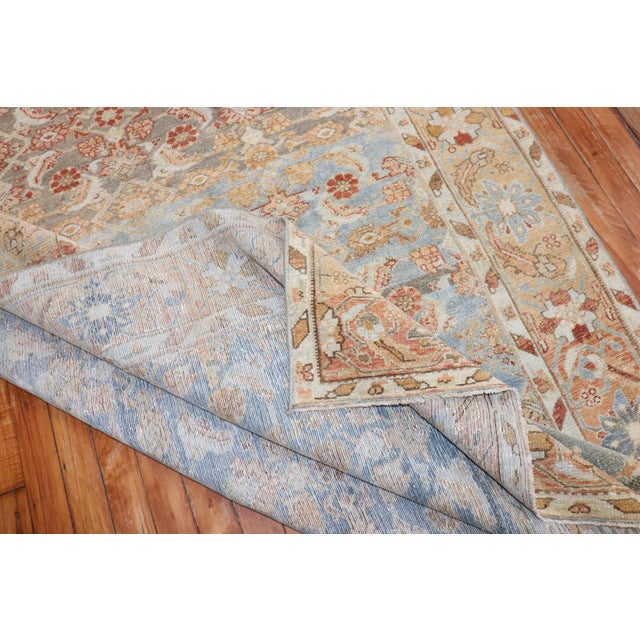 1920s Persian Malayer rug in soft blue and peach tones