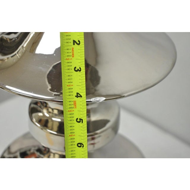 Vintage Italian Mid Century Modern Tall Sculptural Silver Ceramic Table Lamp For Sale - Image 14 of 18
