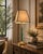 Green Malachite-Style Column Table Lamp with Structured Shade, 1980s For Sale - Image 3 of 12
