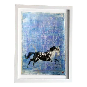 "Stallion. X" Contemporary Original Abstract Mixed-Media Painting, Framed