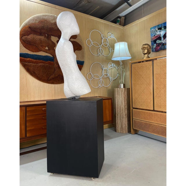 Modern Minimalist White Life Size Figural Sculpture on Black Pedestal Base For Sale - Image 10 of 13