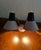 1950s Mid-Century Modern Dual Gooseneck Desk Lamp; Pink and Black Metal Cones For Sale - Image 13 of 14