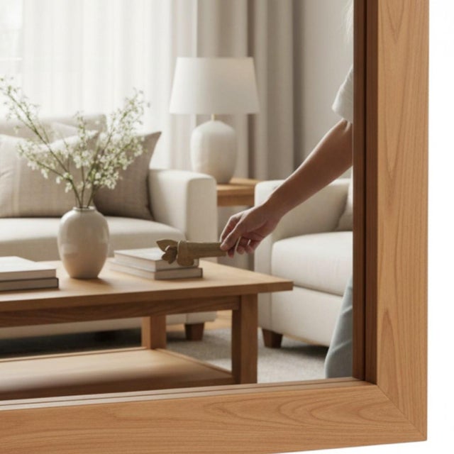 Wood Large Mid-Century Minimalist Scandinavian Teak Full-Length and Floor Mirrors For Sale - Image 7 of 17