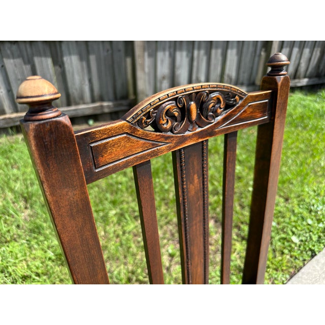Antique Early 20th Century Carved Oak Jacobean Revival Side Dining Chairs-Set of 4 For Sale - Image 11 of 12
