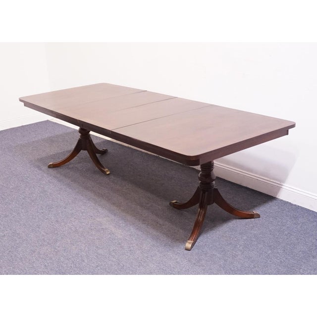Bernhardt Bernhardt Furniture Solid Mahogany Traditional Duncan Phyfe Style 100" Double Pedestal Dining Table 238-246 For Sale - Image 4 of 13