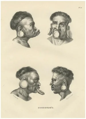 Karl Joseph Brodtmann, Botocudo People from South America, 1836, Paper