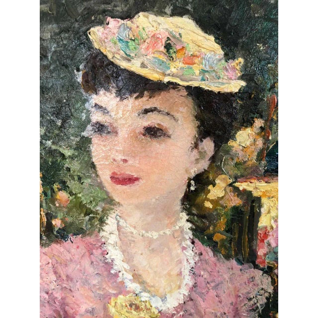 1920s Impasto Impressionist Oil on Canvas of Woman With Rose Attributed to Dietz Edzard For Sale - Image 5 of 12