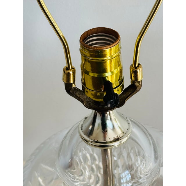 Vintage 1970s Diamond Pattern Lead Crystal Table Lamps, a Pair For Sale - Image 9 of 11