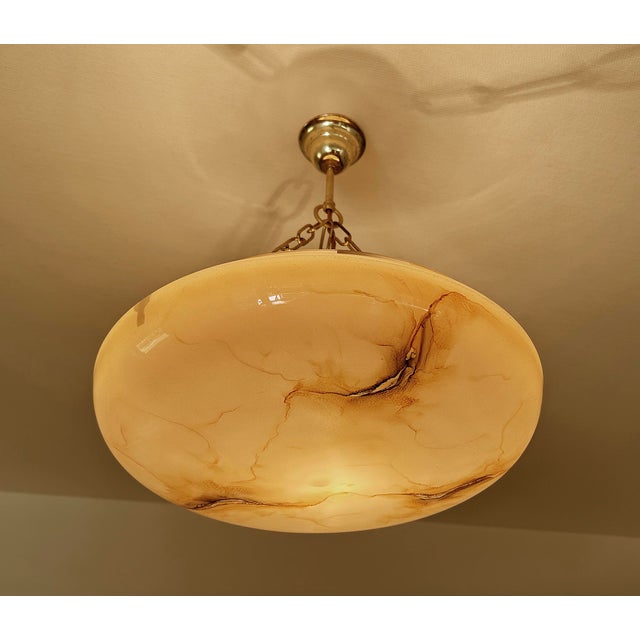 Art Deco Pendant Light in Pink Amber Glass, 1930s For Sale - Image 6 of 18