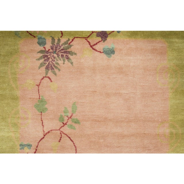Art Deco Contemporary Chinese Deco Style Floral Wool Polychromatic Runner by Rug & Kilim, India For Sale - Image 3 of 8