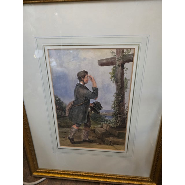 Paint 19th C Watercolor Painting by Henry Valter For Sale - Image 7 of 8