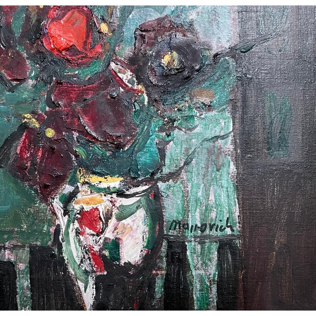 Zvi Mairovich, Polish Israeli Abstract Flowers Tel Aviv Modernist Vibrant Floral Oil Painting For Sale - Image 4 of 6