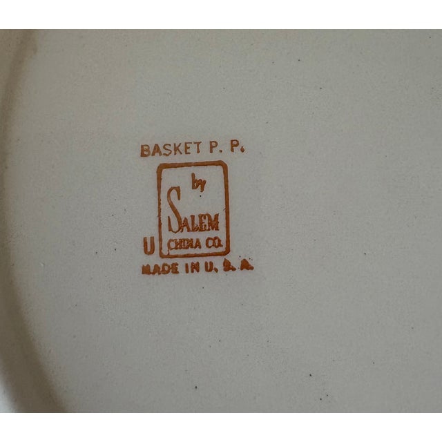 Mid 20th Century Vintage Trompe L’oeil Needlepoint "Victory Basket” Cake Plate by Salem China Co. For Sale - Image 5 of 8