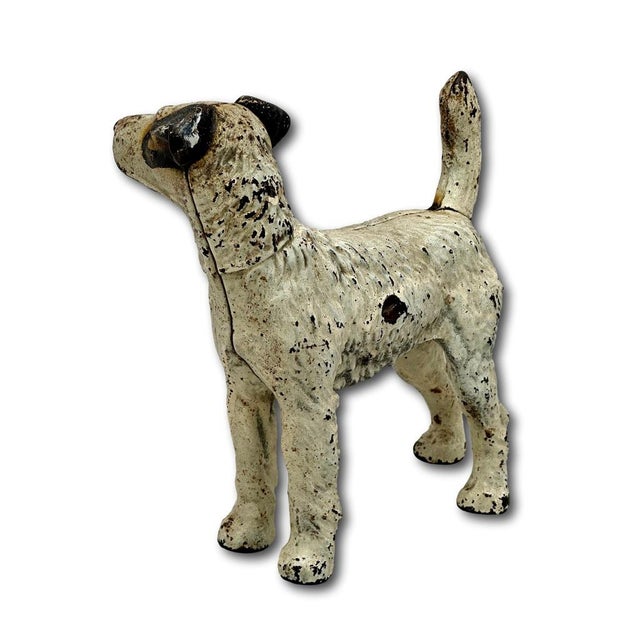 Vintage 1930s American Hubley Manufacturing Company Cast Iron Fox Terrier Dog Doorstop For Sale - Image 12 of 18