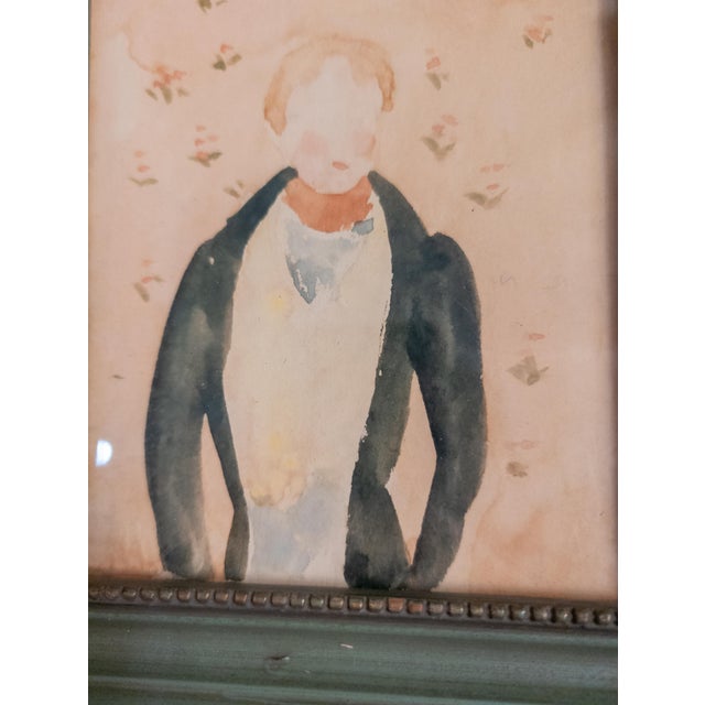 19th Century American Folk Art Watercolor Portrait of a Gentleman For Sale - Image 4 of 10
