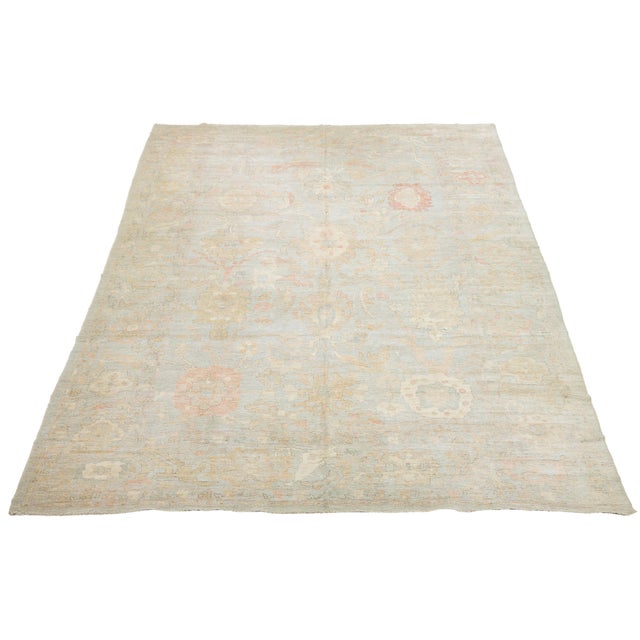 14x19 Contemporary Turkish-Style Oushak Hand-Knotted Wool Rug - Muted Neutral For Sale - Image 4 of 12