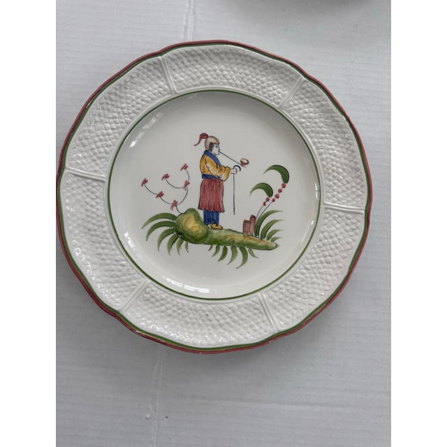 Set of Six Vintage Chinoiserie Hand Painted Plates For Sale - Image 9 of 9