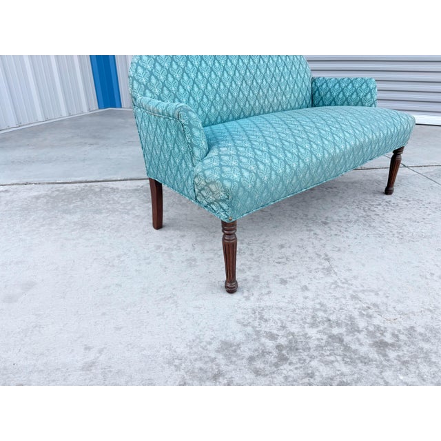 Wood 1960s Mid Century Mahogany Small Loveseat For Sale - Image 7 of 12