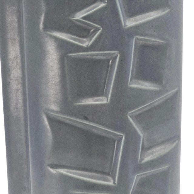 Mid-Century Modern Brutalist Ceramic Vase Geometric Relief 11.75" For Sale In San Francisco - Image 6 of 12