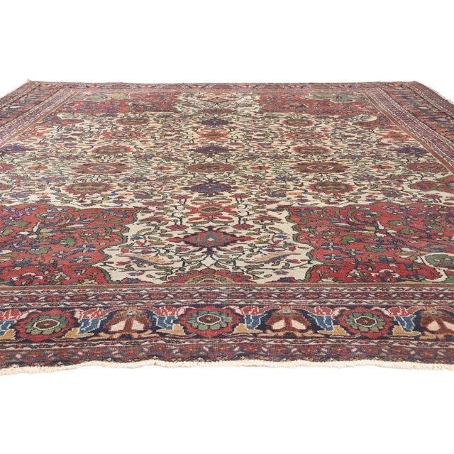 English Early 20th Century Antique Persian Ivory Mahal Rug - 09'11 X 13'01 For Sale - Image 3 of 9