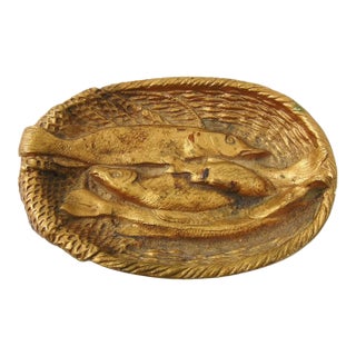 Antique Bronze Basket of Fish Sculpture Muster Schutz F N & S For Sale