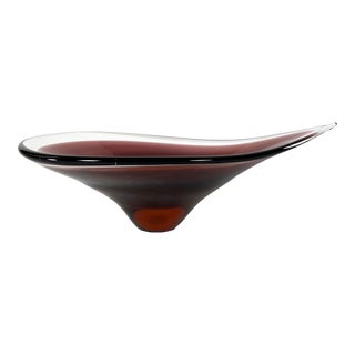 Mid 20th Century Flygsfors Glass Teardrop Centerpiece Bowl For Sale