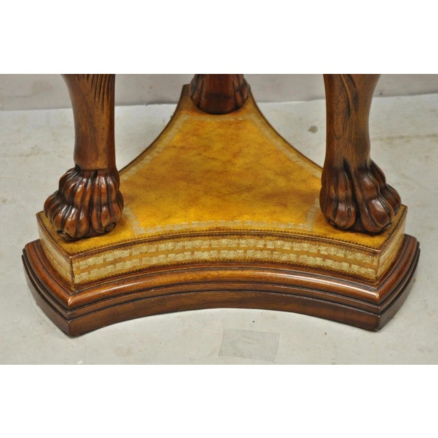 Late 20th Century Maitland Smith Regency Style Mahogany Carved Lion Leather Base Cellarete Planter For Sale - Image 5 of 12