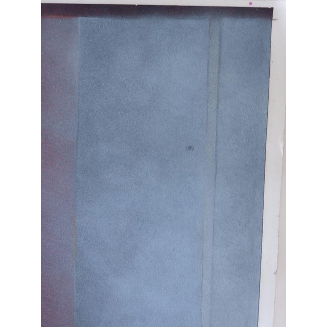 Vintage circa 1970's mixed media on paper abstract aqua, and black painting. Unsigned. Unframed, edge wear, spot upper...