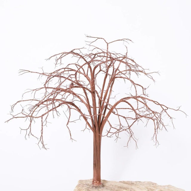 Copper and Stone Tree Sculpture For Sale - Image 4 of 8
