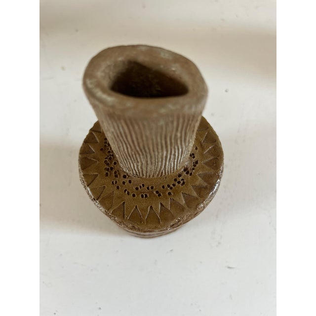 Modern Vintage Studio Pottery Vase 1980 For Sale - Image 3 of 5