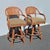 McGuire Pair of Vintage McGuire Bamboo Woven Leather Swivel Bar Stools Barstool For Sale - Image 4 of 15