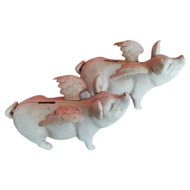Pigs with Wings in Wrought Iron, 20th Century, Set of 2 For Sale - Image 9 of 11