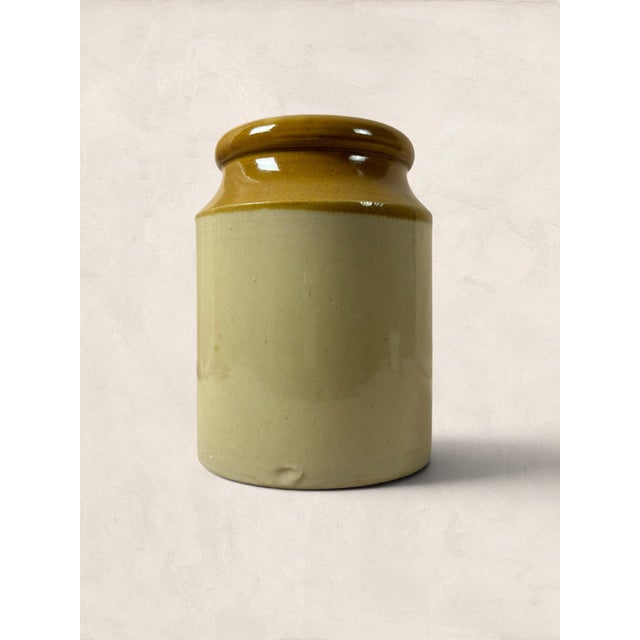 Antique English Victorian Salt-Glazed Stoneware Jar Salt-glazed stoneware like this was the backbone of the Victorian and...
