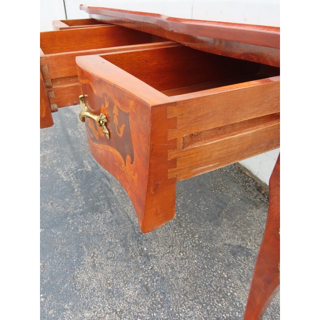 French Italian Inlay and Bronze Accent Desk and Chair 6340 For Sale - Image 9 of 18
