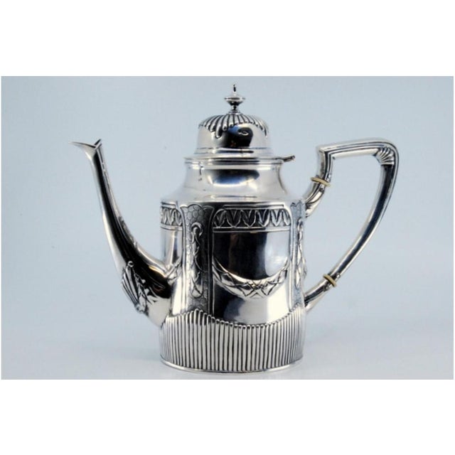 Fluted Silver Teapot with Raised Surround and Hinged Lid For Sale - Image 9 of 10