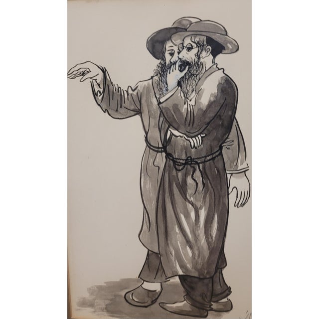 MCM Wall Art of Two Rabbis Signed For Sale In Philadelphia - Image 6 of 10