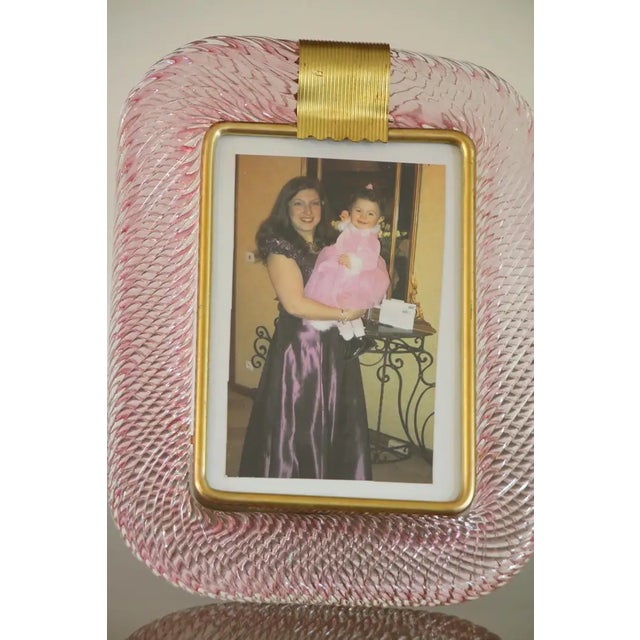 Pink Twisted Murano Glass and Brass Photo Frame from Barovier & Toso, 2000s For Sale - Image 10 of 18