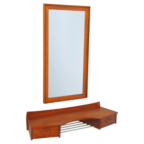 Restored Danish Mid-Century Teak Dressing Set with Floating Table Top, 1950s For Sale - Image 11 of 11