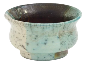 Japanese Modern Black White Green Crackle Metal Raku Ceramic Intenzioni Vase by Laab Milano