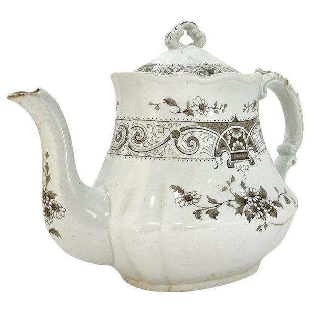 Burnt Umber Late 19th Century English Porcelain Teapot by Henry Alcock For Sale - Image 8 of 11