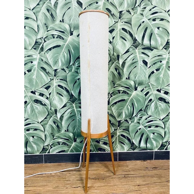 Mid-Century Teak Tripod Rocket Floor Lamp, 1950 For Sale - Image 4 of 18