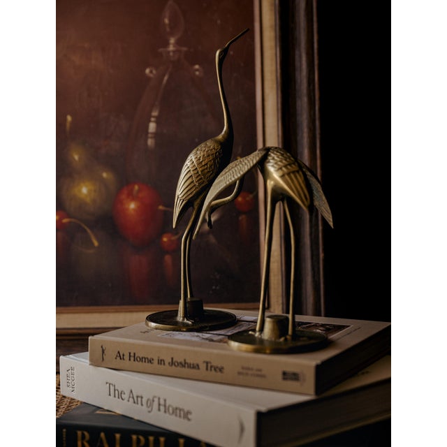 Mid-Century Modern Leonard Brass Crane Figurines (12") For Sale - Image 14 of 14