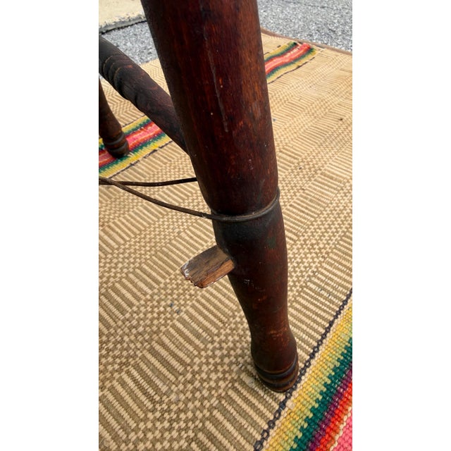 A Neat Antique Oak Workbench Barstool, With Wire Repairs, Circa 1890’s For Sale - Image 12 of 12