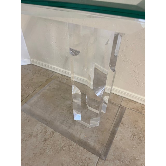 Mid-Century Modern 1980s Mid Century Modern Lucite Glass Side Table Style of Karl Springer For Sale - Image 3 of 12